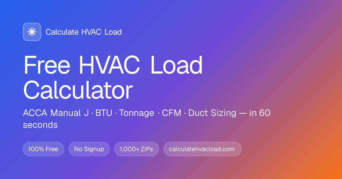 Commercial HVAC Load Calculator | ASHRAE 62.1 Ventilation